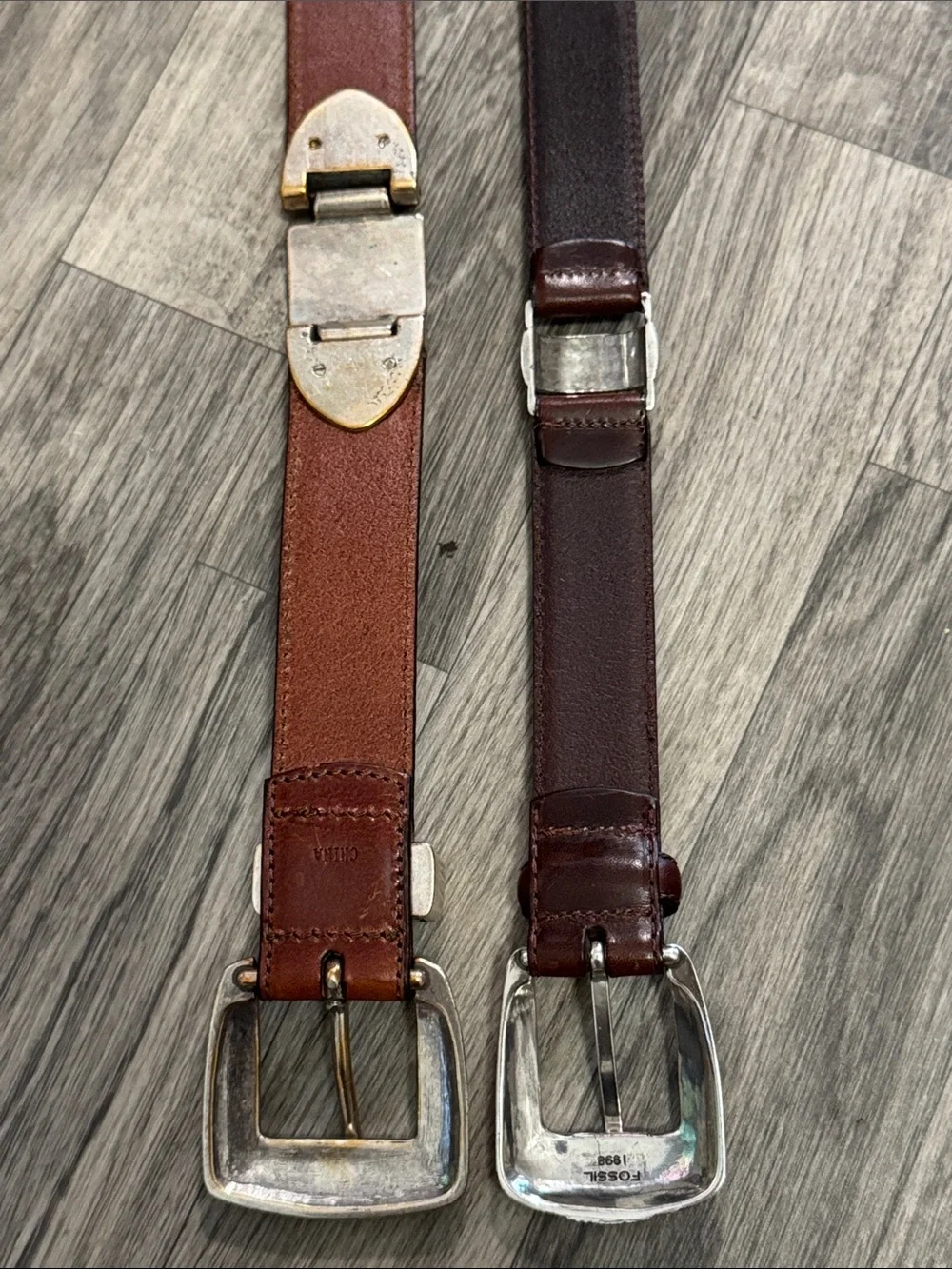 Bundle of 2 Fossil leather belts women’s sz L